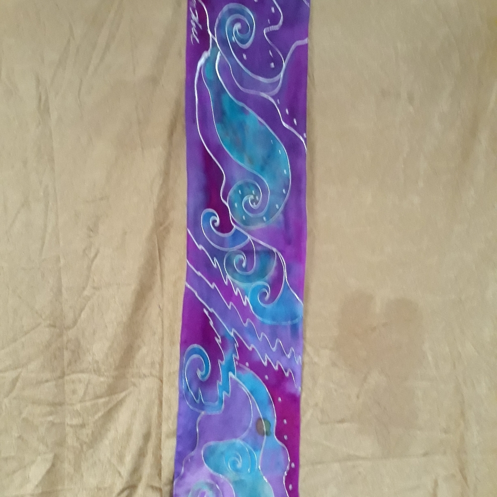Hand-painted 100% silk scarf